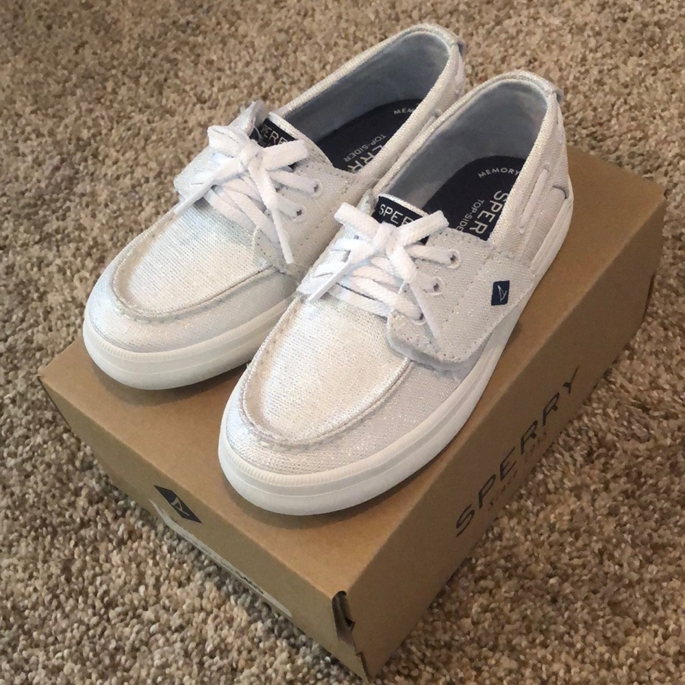 NWT Sperry Silver Topsiders!